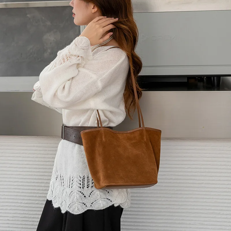 

Осень-зима женские мини-замшевые сумки через плечо из воловьей кожи Роскошная дизайнерская композитная сумка на плечо винтажная сумка-мессенджер