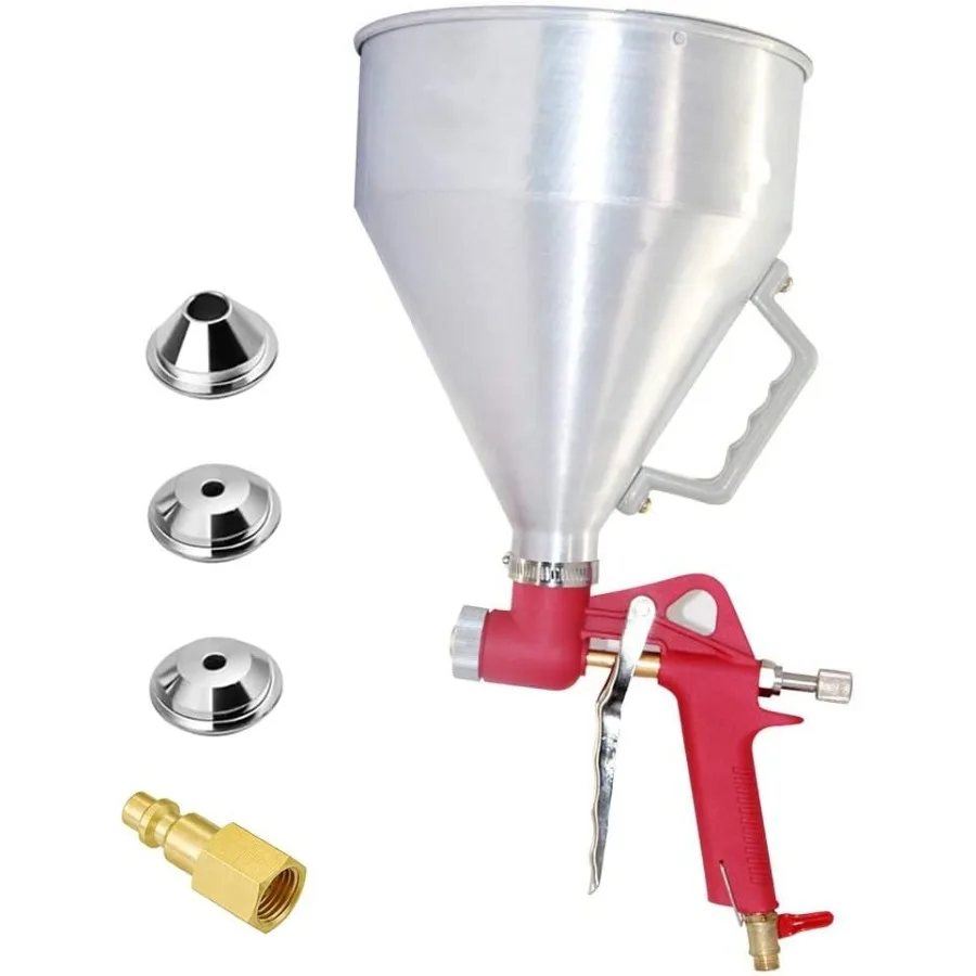 

Пистолет-распылитель воздушного бункера с насадками 4,0 мм 6,0 мм 8,0 мм для универсального применения текстуры краски на поверхности гипсокартона Серебристый Алюминий