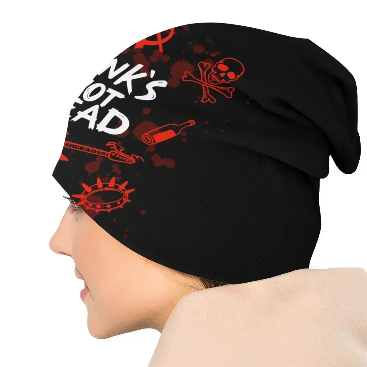 Heavy Punk Rock Music Not Dead Unisex Slouchy Beanie sombreros para mujeres y hombres, Skullies de punto Hippie, gorros para esquí de invierno