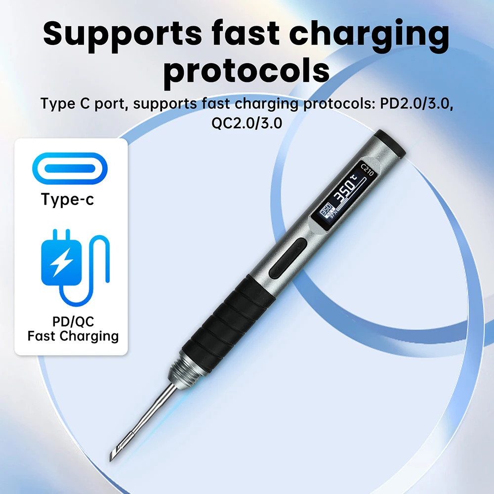طقم مكواة لحام ذكية محمولة مع قلم لحام لاسلكي سريع التسخين من النوع C USB قابل لإعادة الشحن لإصلاح الإلكترونيات #5