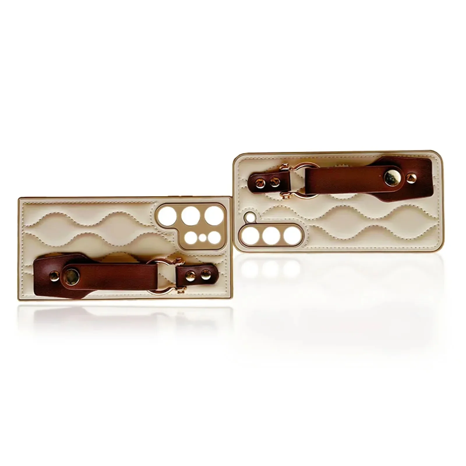 حزام المعصم الكاكي الفاخرة قضية الهاتف لسامسونج غالاكسي S25 S25 زائد S25 الترا S24 S24 + S23 + الحد الأدنى المضادة للسقوط المتقدمة قذيفة