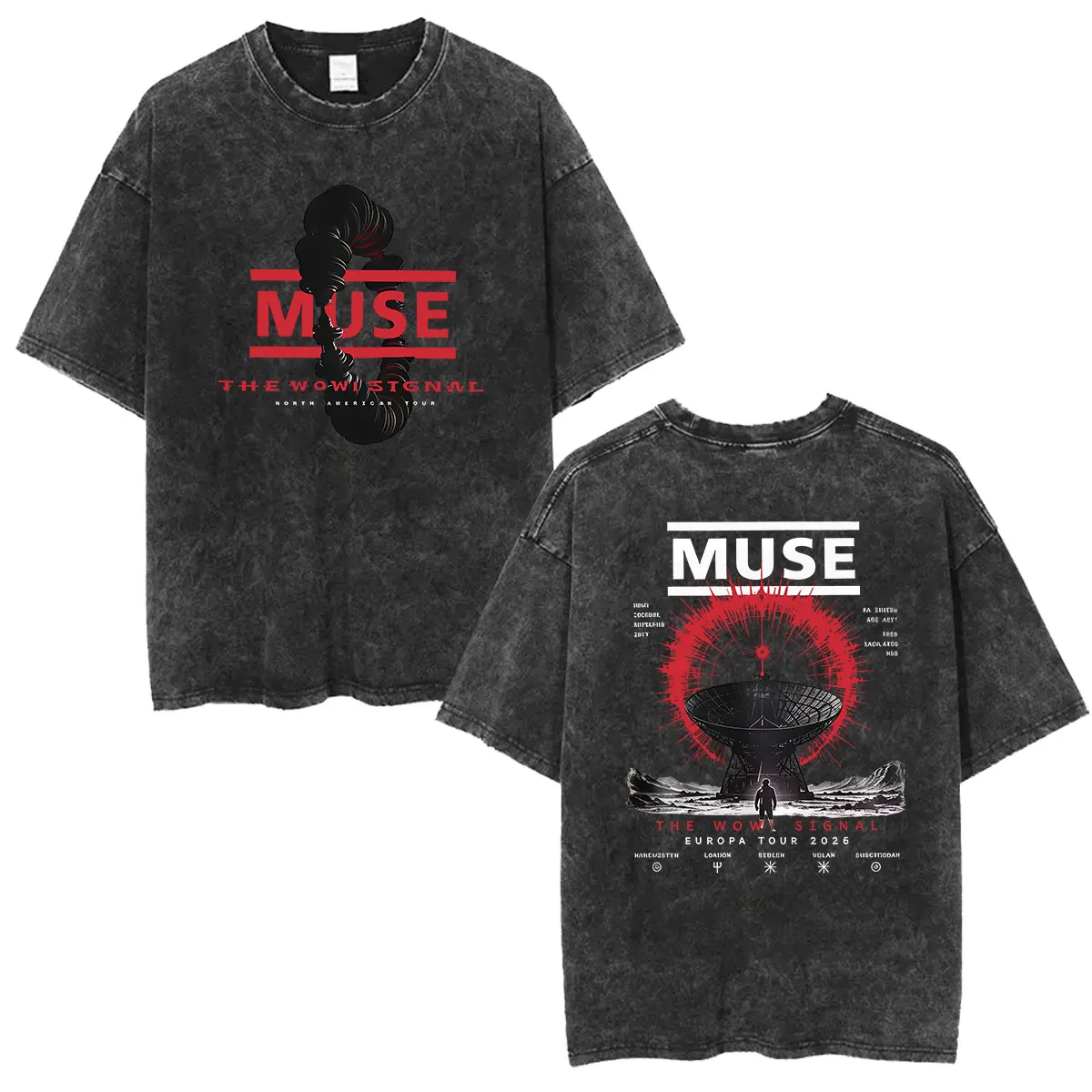 MUSE Band Vintage Washed T-Shirts Muse The Wow! Signal Tour 2026 T-Shirt Herren Damen Harajuku Übergroße Baumwoll-T-Shirts Streetwear – Detail 4