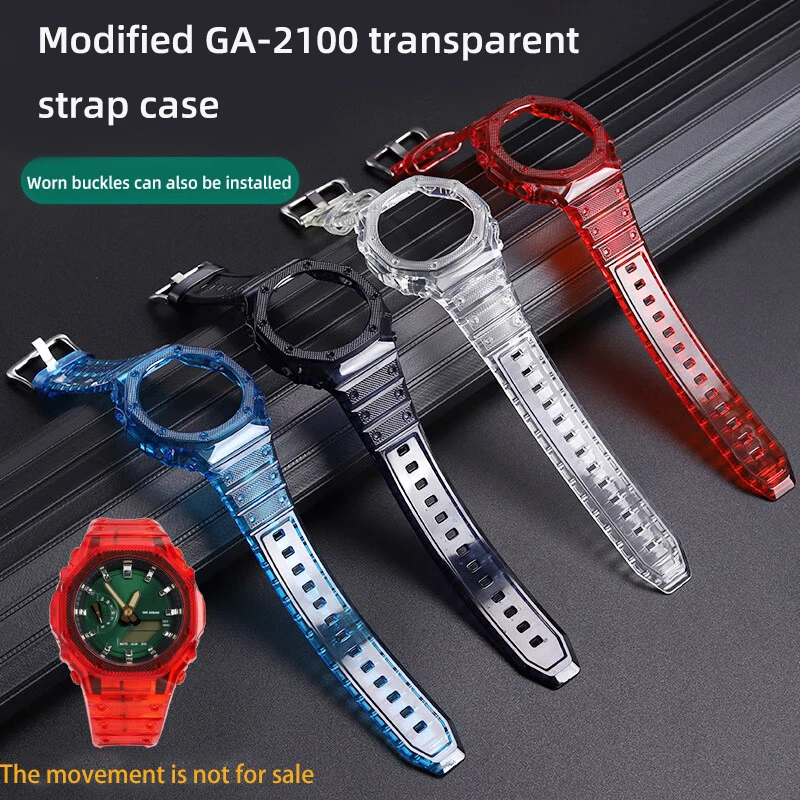 Waterproof Sports Silicone Watch Case For Casio G-shock GA-2100 GM-2100 Watchband Modified transparent Rubber Strap Watch Case