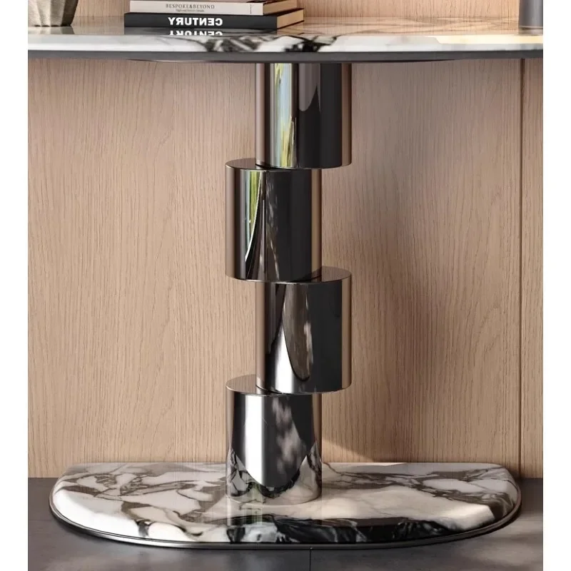 C High-end  light luxury marble entrance table villa hotel corridor end view table