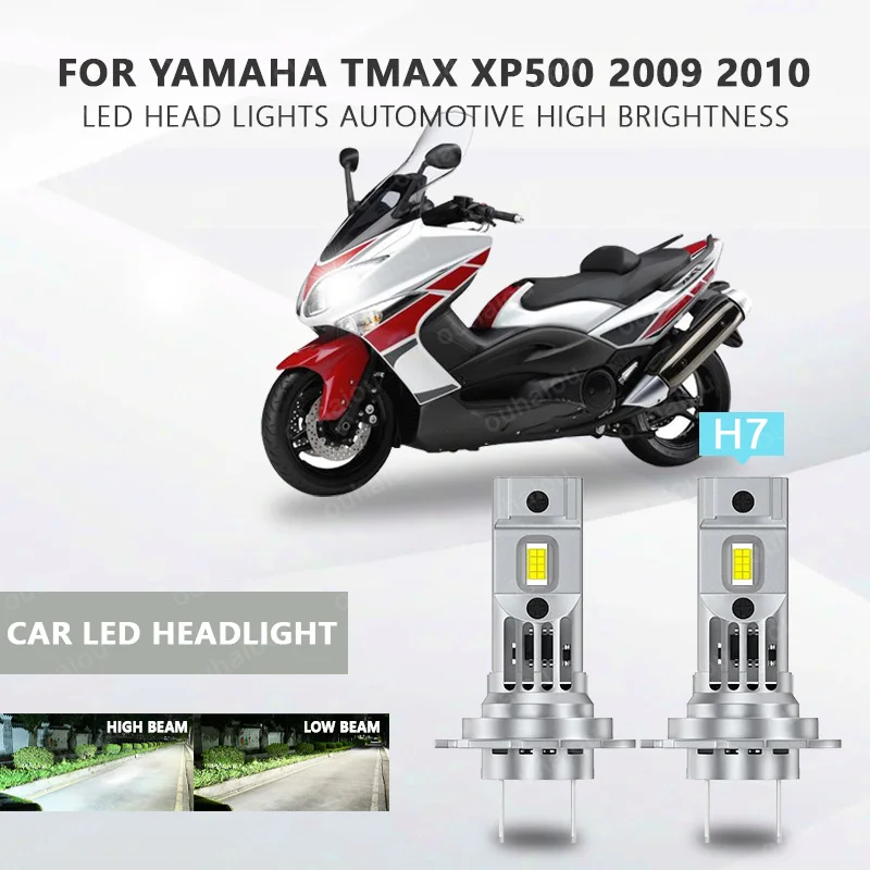 

2Pcs Canbus For YAMAHA TMAX XP500 2009 2010 LED Motorcycle Plug-and-Play Headlight High/Low H7 12V 60W White