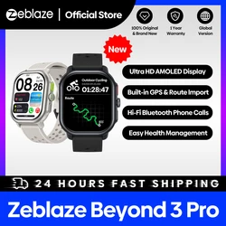 Zeblaze-Beyond 3 PRO GPS relógio inteligente, built-in AMOLED Display, importação de rotas, fazer e receber chamadas telefônicas, 2,15 polegadas, novo Smartwatch