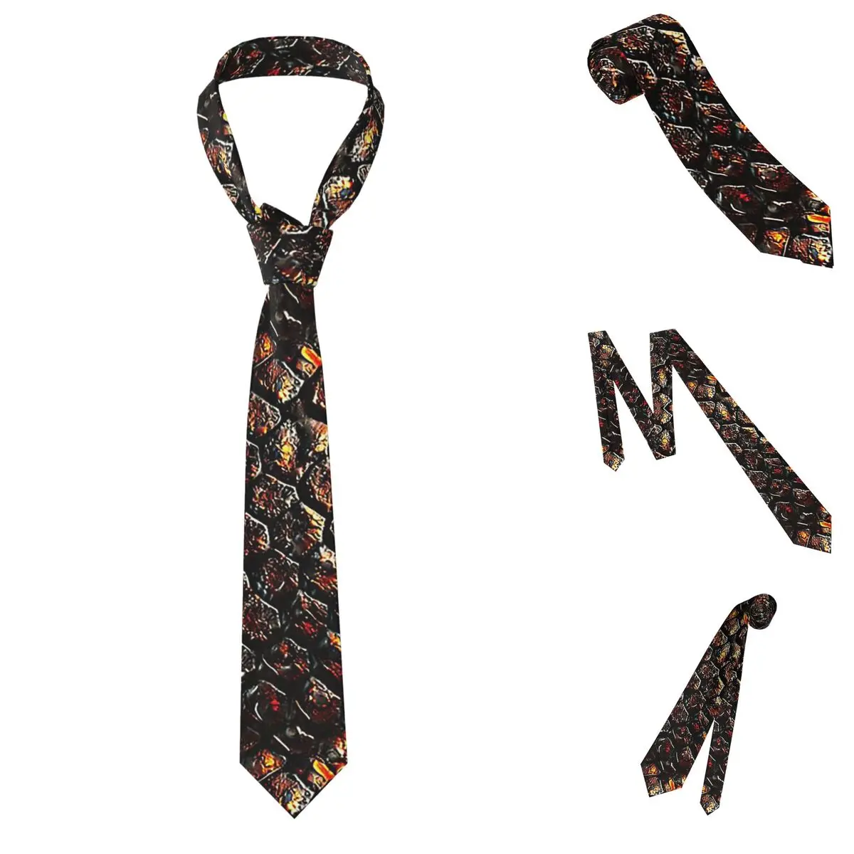 Snake Skin Copper Snake Serpent Animal Print Viper Fashion Necktie for Men Polyester Slim Neck Ties Party Suits Tie Gravatas