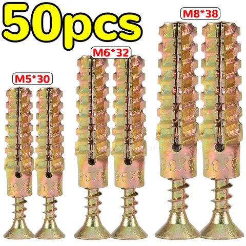 Heavy Duty Steel Wall Anchor with Screws Kit Metal Tube Expansion Self Tapping Screw Drywall Drilling Plug Fastener Bolt Anchors