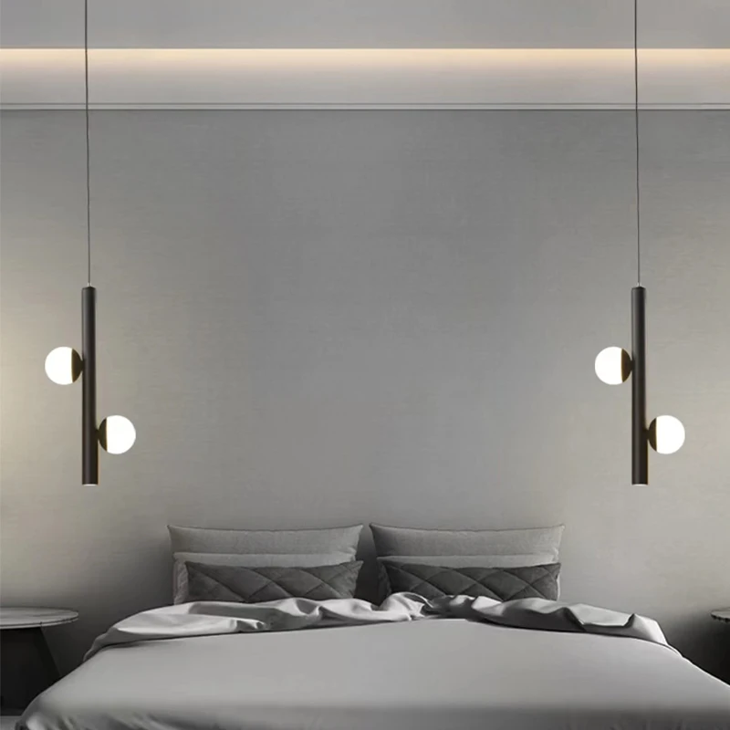 

Modern Glass Ball Pendant Lamps Spotlight Bedroom Bedside Chandelier Living Room Led Lights Dining Table Restaurant Long Line La