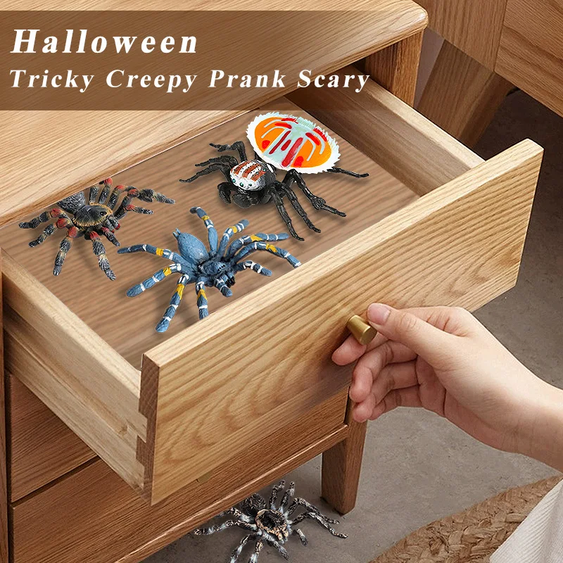 Oenux Insect Animals Model Spider Web Scorpion Bat Action Figures Figurine Miniature Cute Educational Kid Toy Halloween Gift