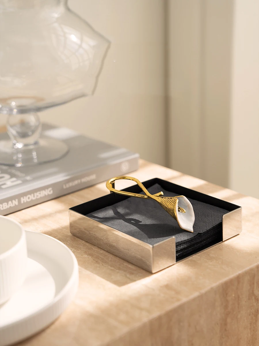 European Hotel Restaurant Calla Lily Dinner Ginkgo Biloba Napkin Box Commercial Napkin Storage Box Decorative Ornaments