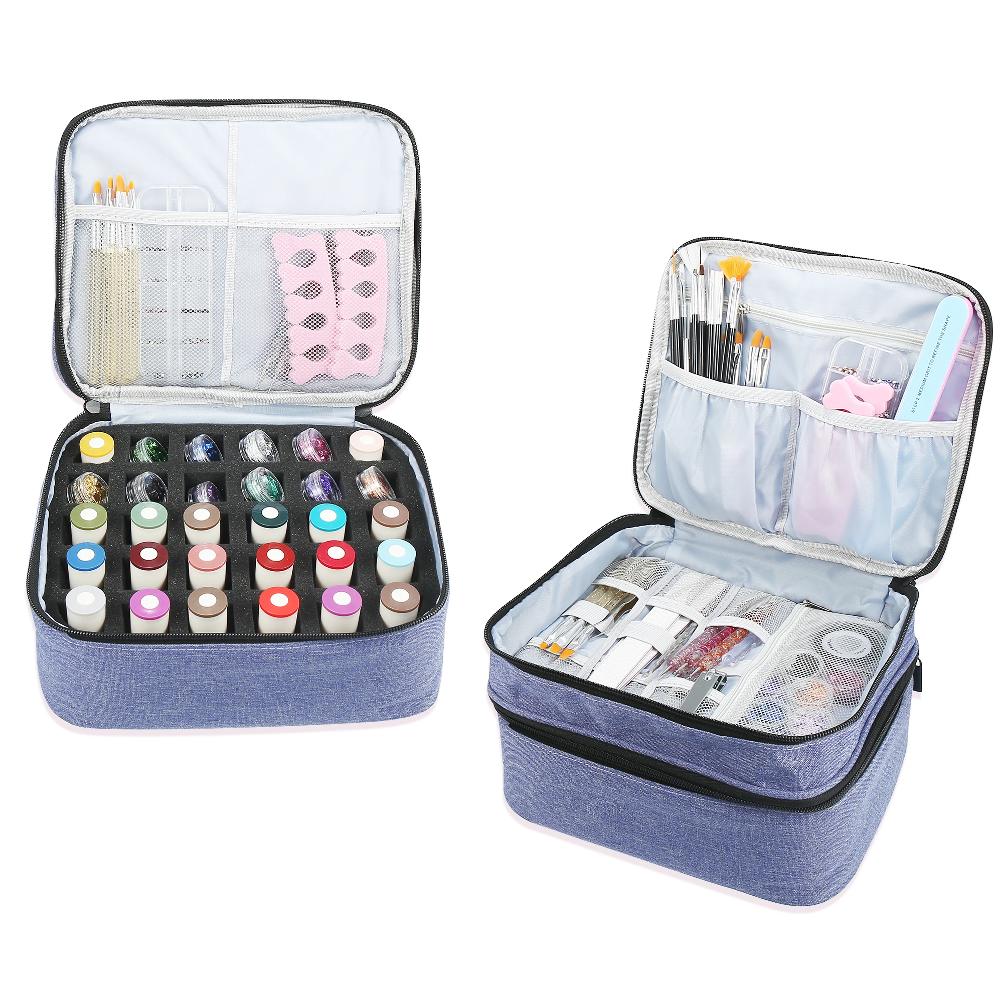 VOCOSTE 30 Bottles Carrying Case Portable Travel Double-layer Nail Polish Box Cosmetic Storage Lipstick Organizer Case Handbag