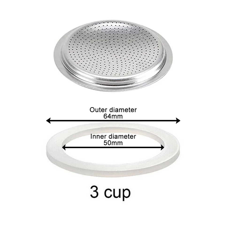 2PCS Silicone Moka Rubber Seal Filter Screen Coffee Espresso Makers Household Kitchen Supplies For Espresso Pots