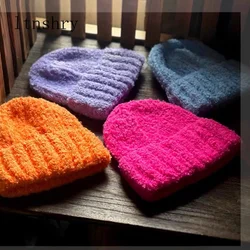 Winter Angola Rabbit Fur Knitted Beanies For Women Fashion Solid Warm Cashmere Wool Skullies Cap Female Three Fold Thick Hats