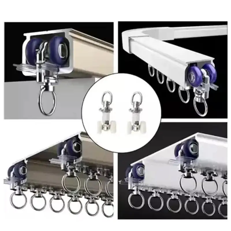 Curtain Roller Set, 20 Piece Anti-Rust Zinc Alloy Material, Smooth Straight Gliding Movement Reliable Track Fitting for Curtains