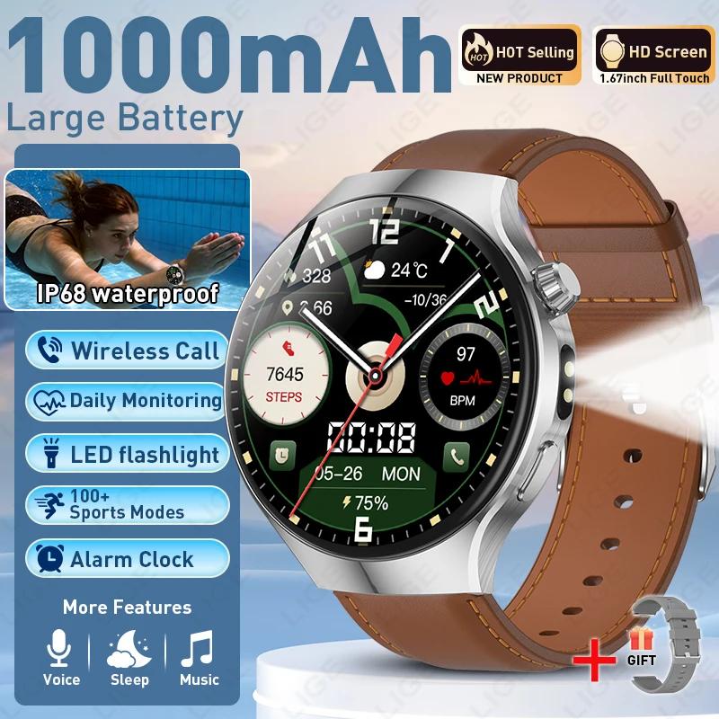 Men's LIGE Military Smart Watch with LED Flashlight