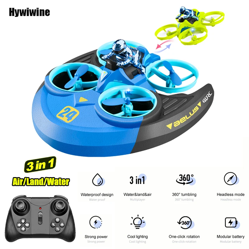 Mini Rc Drone Waterproof Headless Mode 4CH Remote Control Helicopter 3D Flip Air Land Sea Quadcopter Plane Kids Toys for Childre