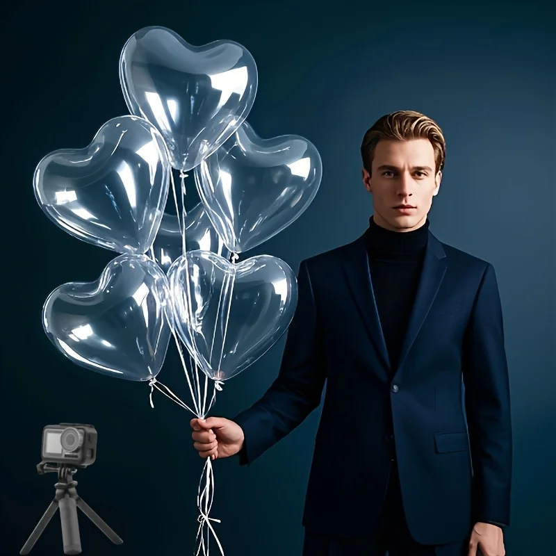 20 transparente herzförmige Latexballons – perfekt für den Valentinstag, Geburtstage, Hochzeiten, Jubiläumsveranstaltungen – Detail 6