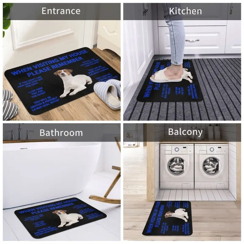 Jack Russell Terrier Dog Front Door Mat Anti-Slip Indoor Waterproof Doormat Garden Garage Entrance Rug Carpet