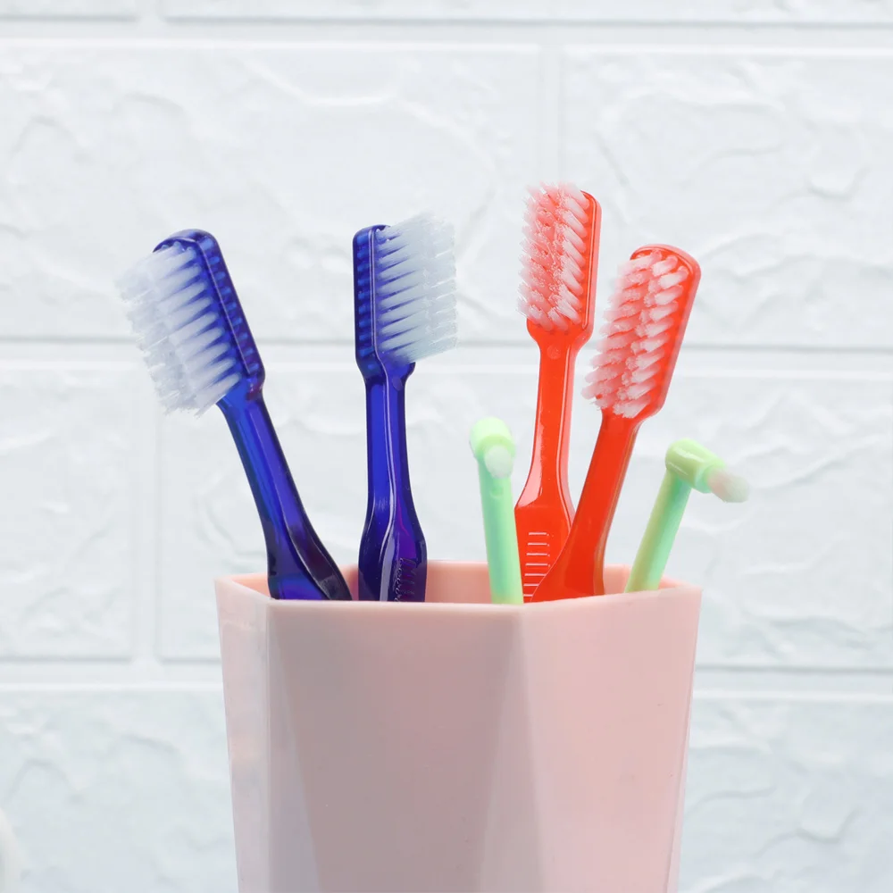 Orthodontic Toothbrushes Double-Ended Interdental Brush V Trim End Tuft Toothbrush for Cleaning Ortho Braces 3 Colors Toothbrush