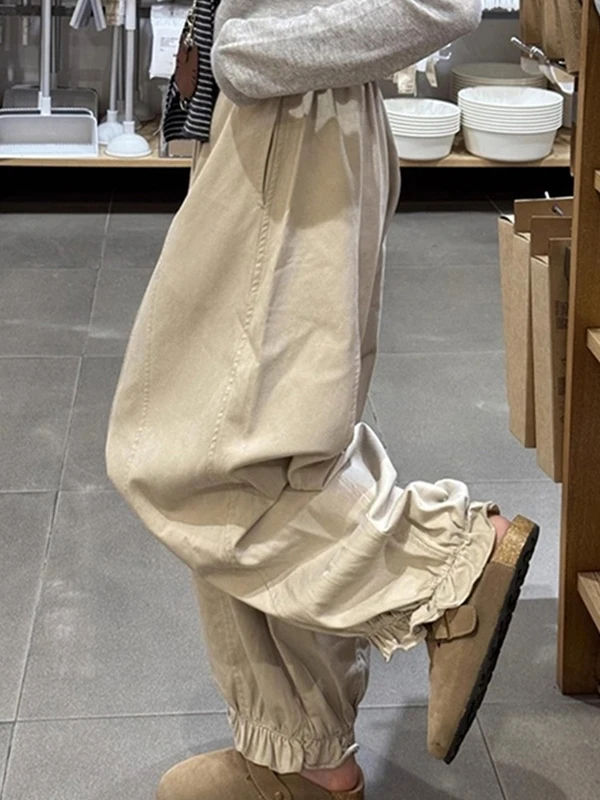 Casual Wide Leg Flower Bud Pants High Waist Lantern Pants Pear ape Slimming Leisure Trousers for plus Size Women