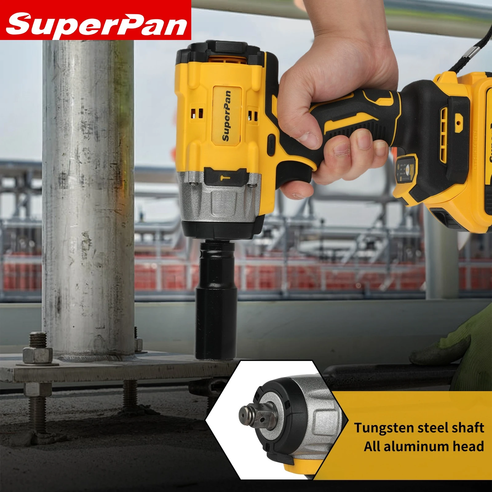 

Ударный гайковерт SuperPan SP922 для автосервиса, бесщеточный, аккумуляторный, для гаража, совместим с аккумулятором DeWalt 20V