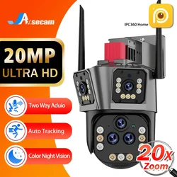 울트라 20MP 10K 와이파이 감시 카메라, 야외 5 렌즈 카메라, PTZ 20X PTZ 줌, 스마트 홈 인간 추적 무선 CCTV 카메라