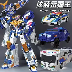 Metal Cardbot S BLUE COP TRINITY Transforming Robot SUV Car Card Truck Toy Action Figure ABS Transformation Model Children Gift