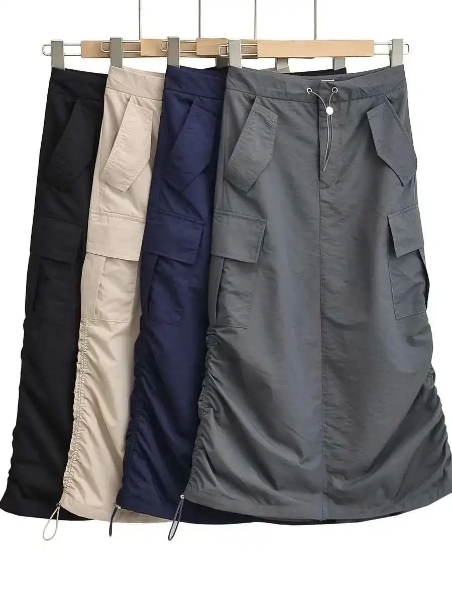 아메리칸 스타일 스파이시 걸 초가을 디자인 감각 사파리 스타일 스커트 여성 하이 웨이스트 캐주얼 루즈 래핑 힙 스커트 SFCO