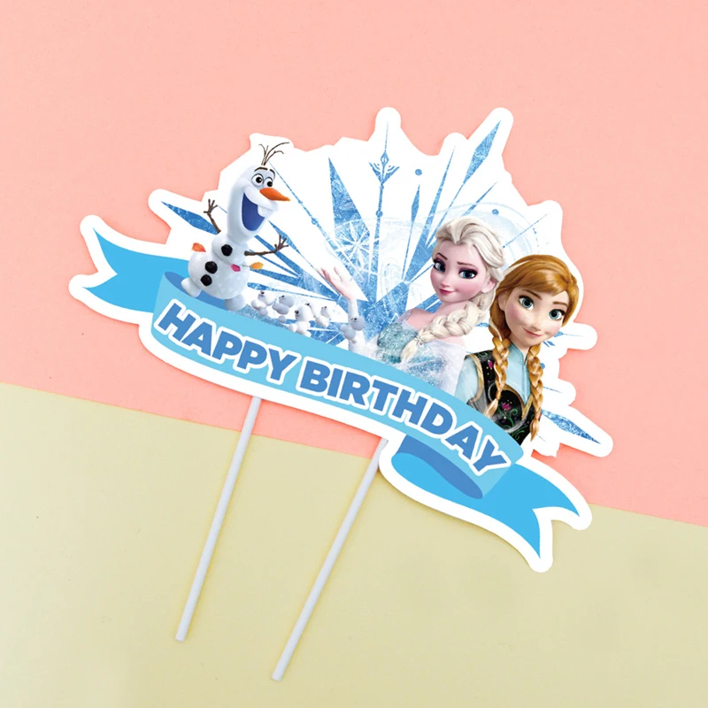 13pcs Frozen Elsa Anna Cake Topper ​Kid Girl Happy Birthday Party Decoration Baby Shower Olaf Cupcake Dessert Decor Set Supplies