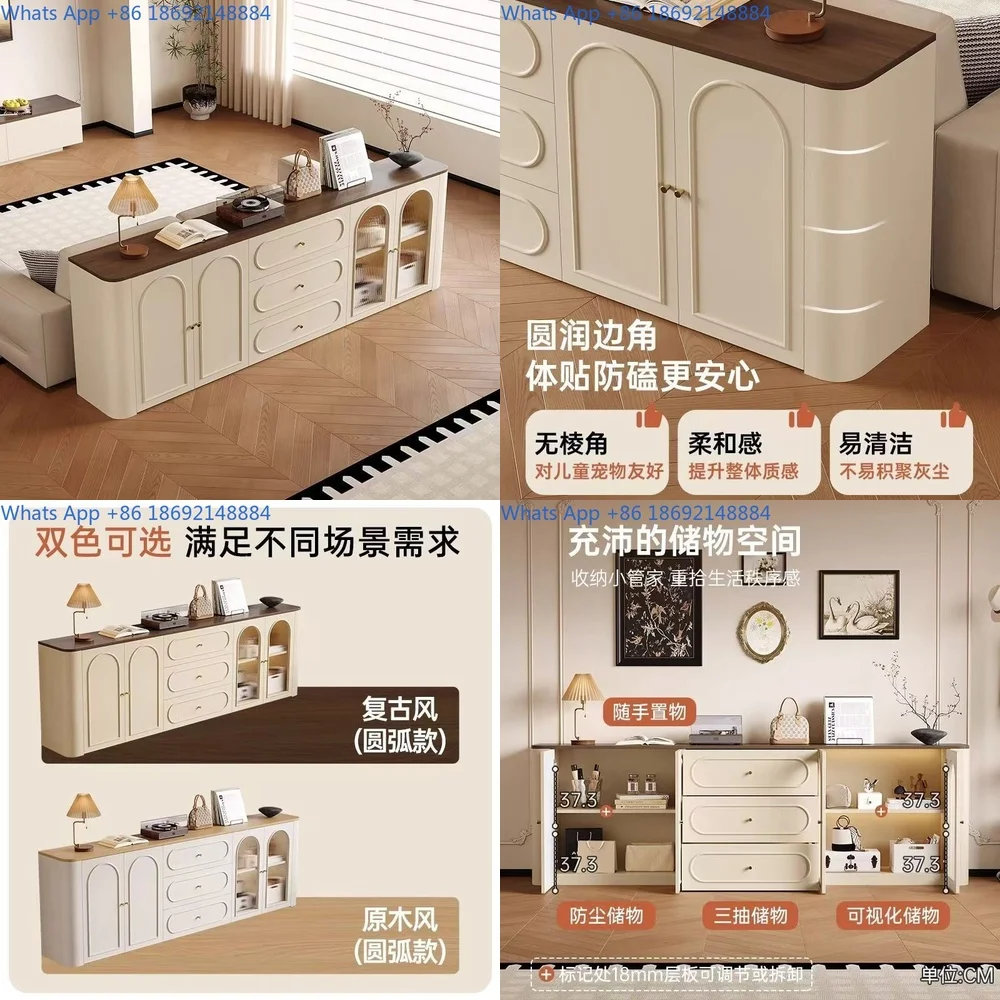 

French Style Vintage Sideboard Cabinet Storage Unit for Living Room Wall Mounted Tea Cabinet Small Space Design