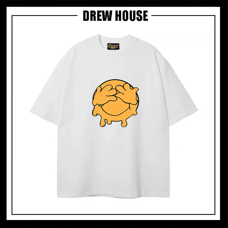 Drew House smiling face hand fashion brand American summer cotton loose men and women lovers short sleeve T-shirt ins