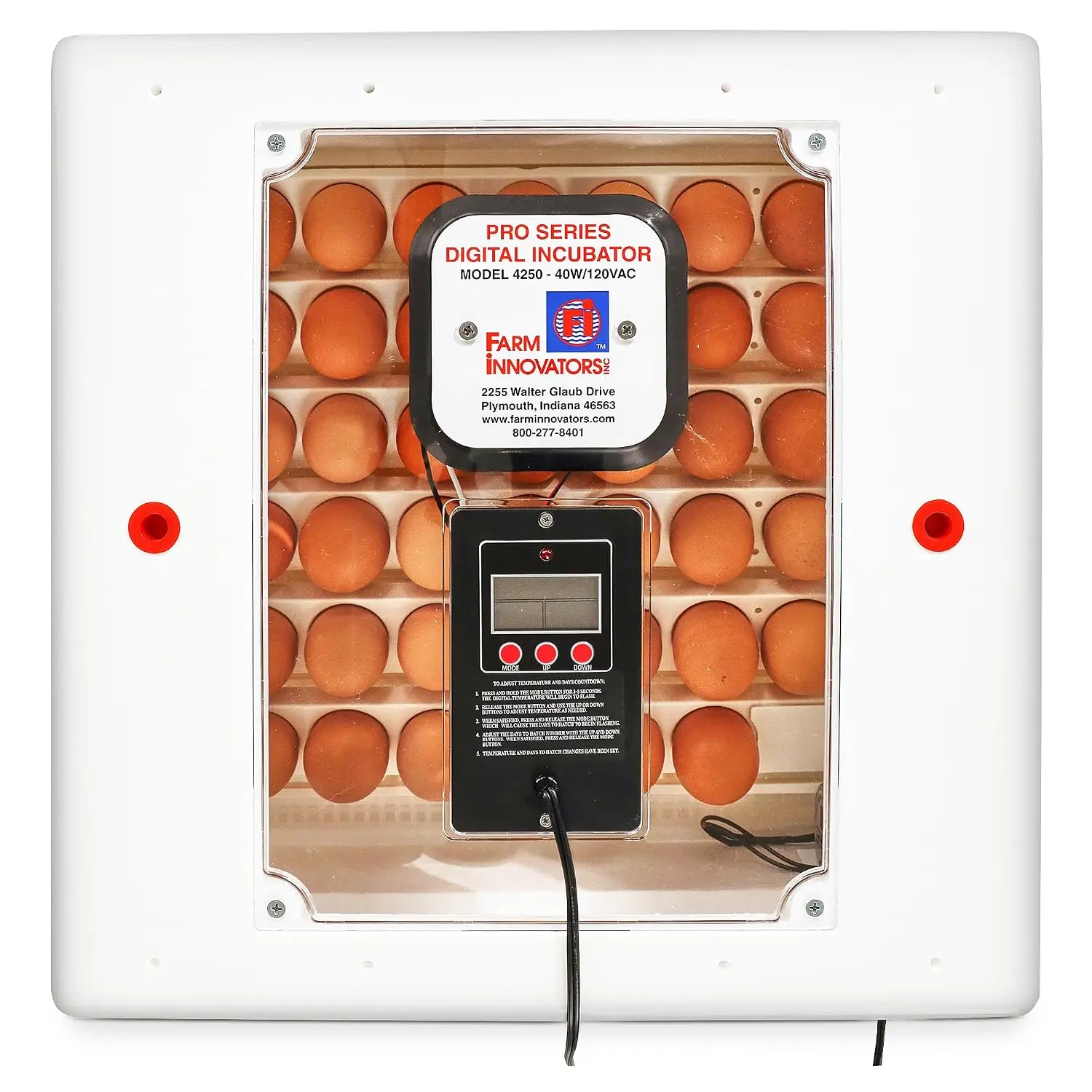 Farm Innovators 41 Egg Digital Circulated Air Incubator w/ Auto Turning & Humidity Control - Automatic Incubating Machine for Ha