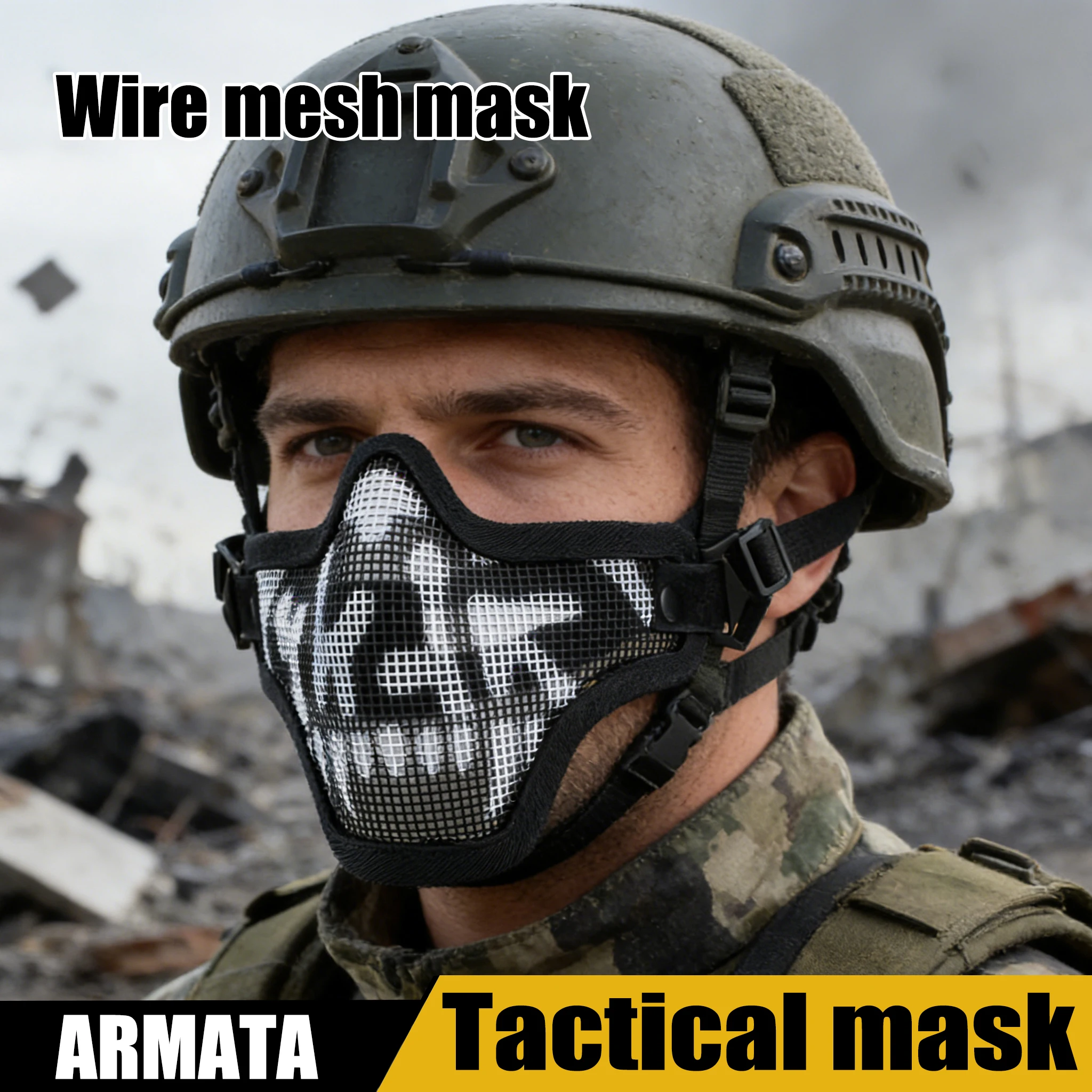 

Enhanced Steel Wire Tactical Mask Skull Camouflage Protective Face Mask for Airsoft CS Wargame Outdoor Survival Equipment