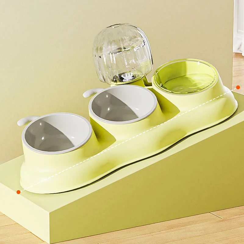 3-in-1 Non-Slip Cat Bowl Automatic Water Dispenser Pet Cats Food Feeding Double Bowl Water Drinking Dish Bowls for Cats