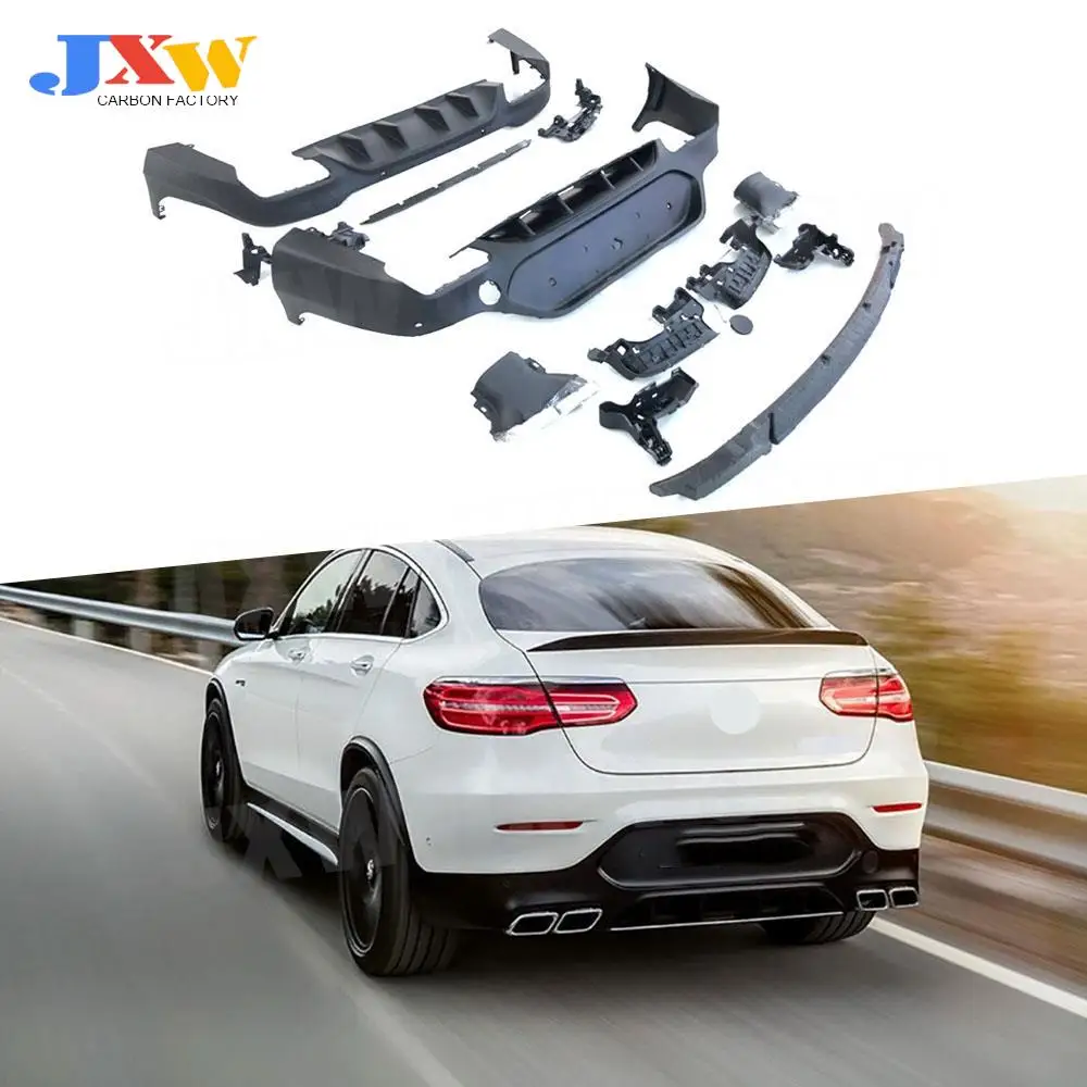 

PP Rear Diffuser With Exhaust Tips For Benz GLC C253 GLC300 GLC43 Coupe GLC63S 2017-2019 Car Styling Rear Lip Bumper Body Kits