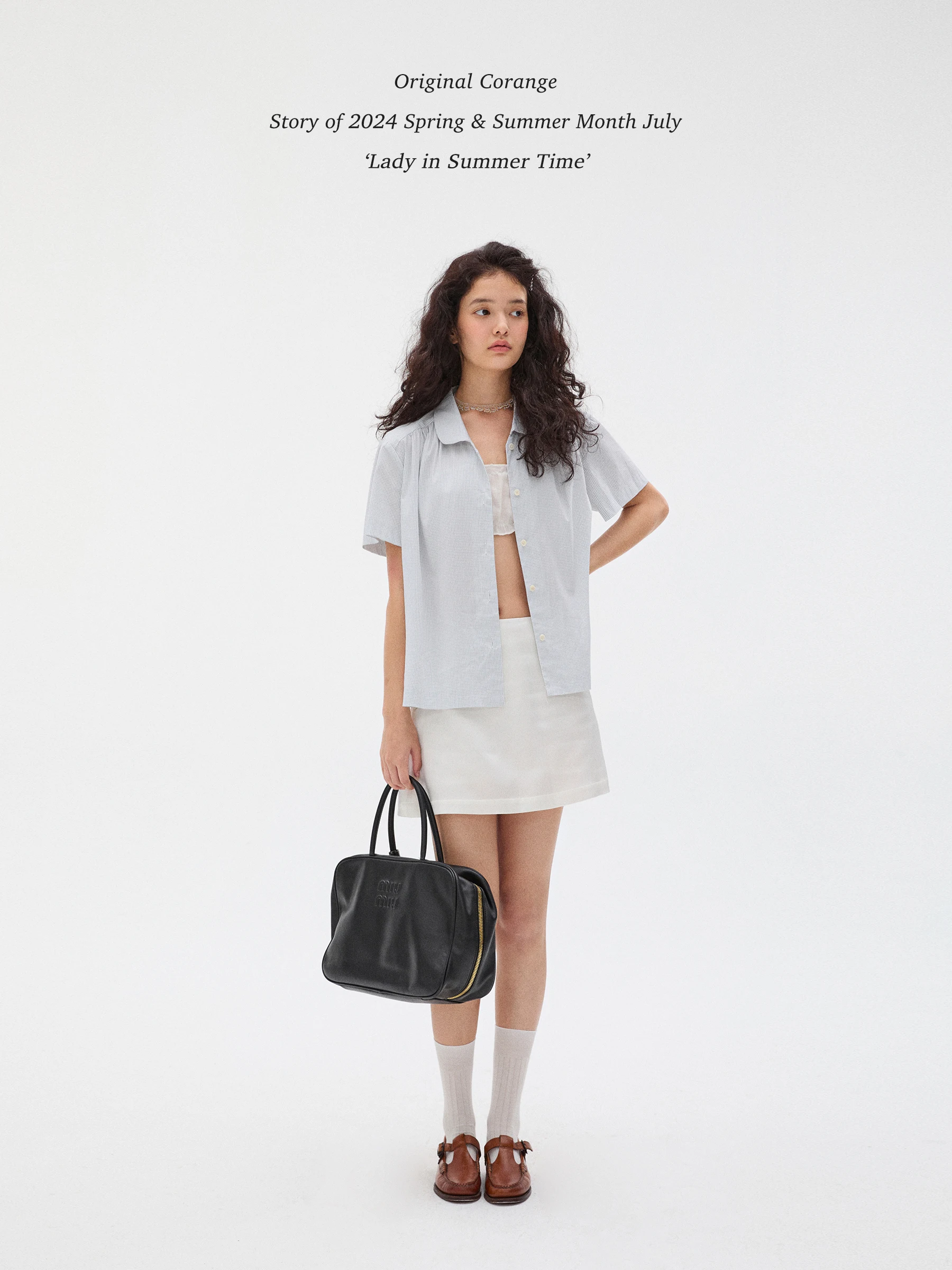 

Corange Recommended Briti Teenage Feel Arc Collar ort Sve College Sle irt Bla White Thin id Ice Pink Casual Co...