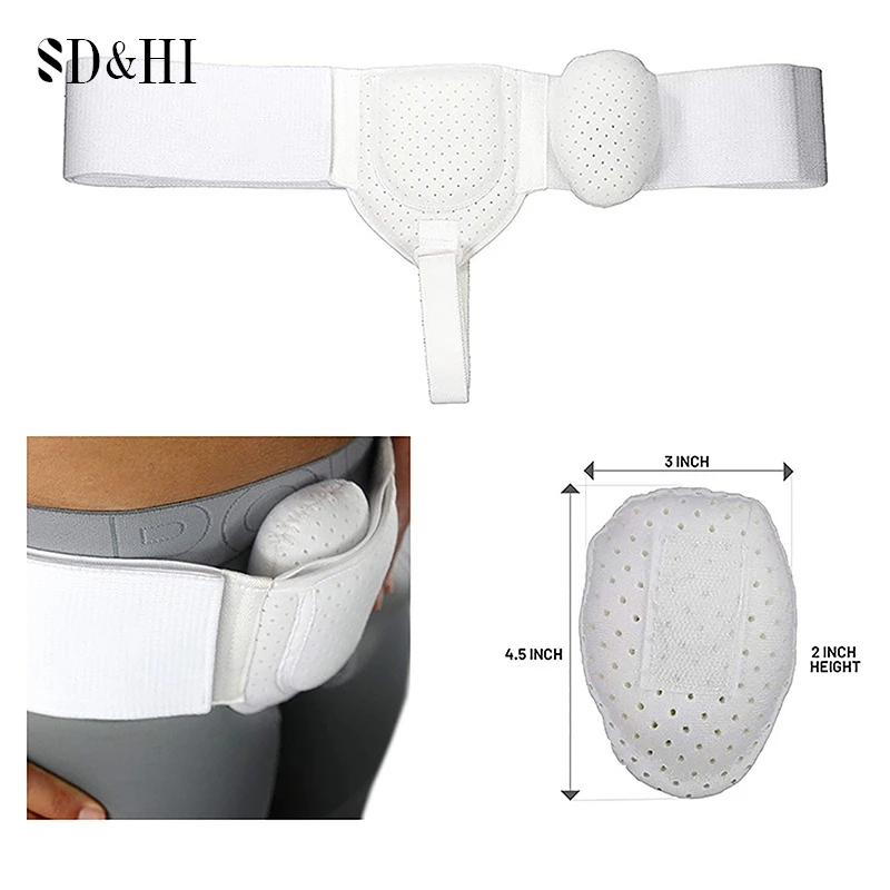 Hérnia Pain Relief Recovery Belt para adulto, saco inflável com 2 almofadas de compressão removíveis