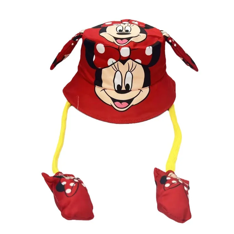 Disney Stitch Fisherman Hat Bucket Hat Summer Children Panama Hats with Moving Ears Cartoon Outdoor Sun Hat Girl Cosplay Cap