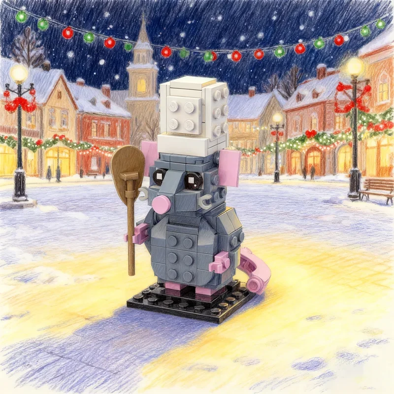 

137pcs MOC Ratatouille Remy The Rat Brickheadz Model Building Blocks Construction Christmas Gifts Creative Education Toy Idea