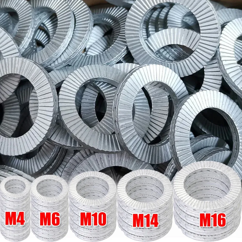 M4 M6 M10 M14 M16 Carbon Steel Anti Slip Self-locking Washer Double-sided Toothed Washer Shockproof Lock Gasket Safety Spacer