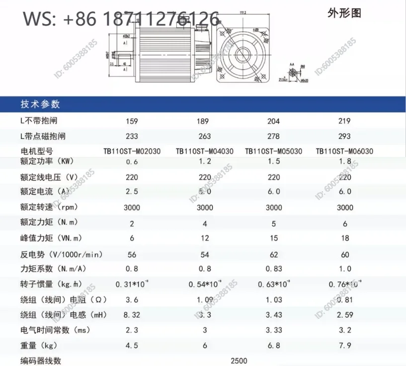 130ST-M06025 Servo Motor 1500 Watts, Servo Drive Machine 110/130 Series Single Motor 4 Pairs