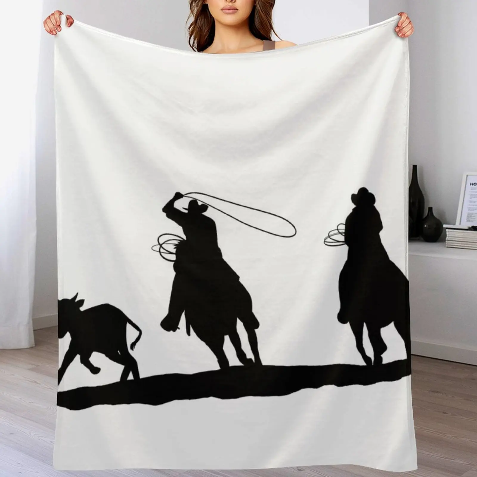 Team Roping Throw Blanket Cozy Sofa Blanket for TV Watching Napping