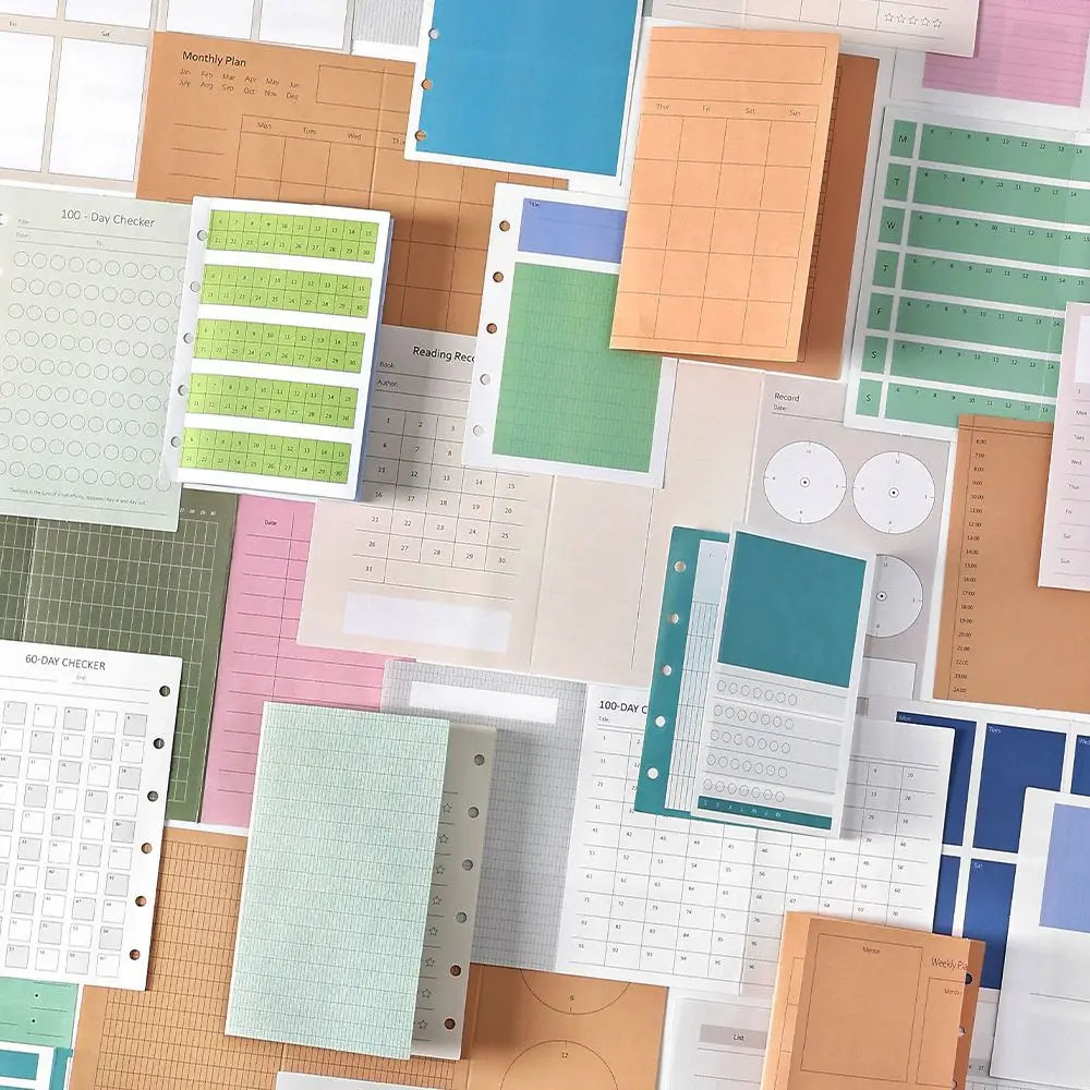 A7M5 Two Size 20Sheets Loose Leaf Inner Page Notebook Refill Spiral Weekly Monthly To Do Inside Paper Stationery