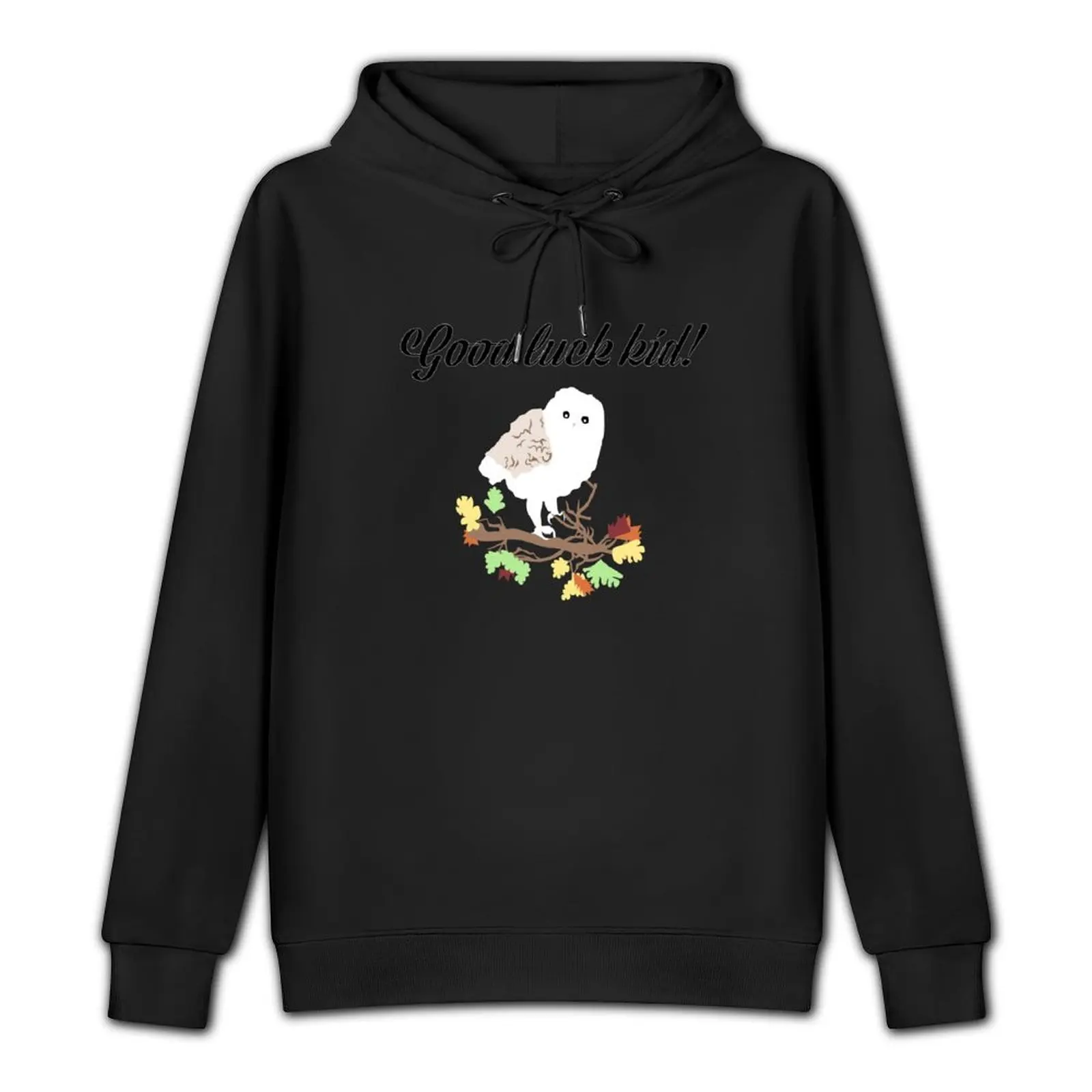 Dr Shakamoto's owl says 'good luck kid!' Pullover Hoodie male clothes men clothes men's clothing japanese hoodie