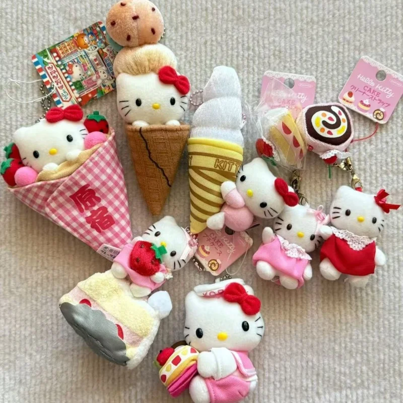 

Kawaii Sanrio Dessert Series котенок плюшевая игрушка кулон сладкий клубничный креп котенок аниме мягкий креативный KT медведь рюкзак подвеска