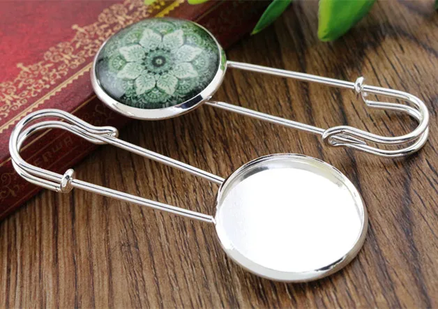 5pcs 25mm 20mm 18mm Inner Size Bright Silver Plated Gold Plated Bronze Brooch Pin Simple Style Cabochon Base Setting Pendant