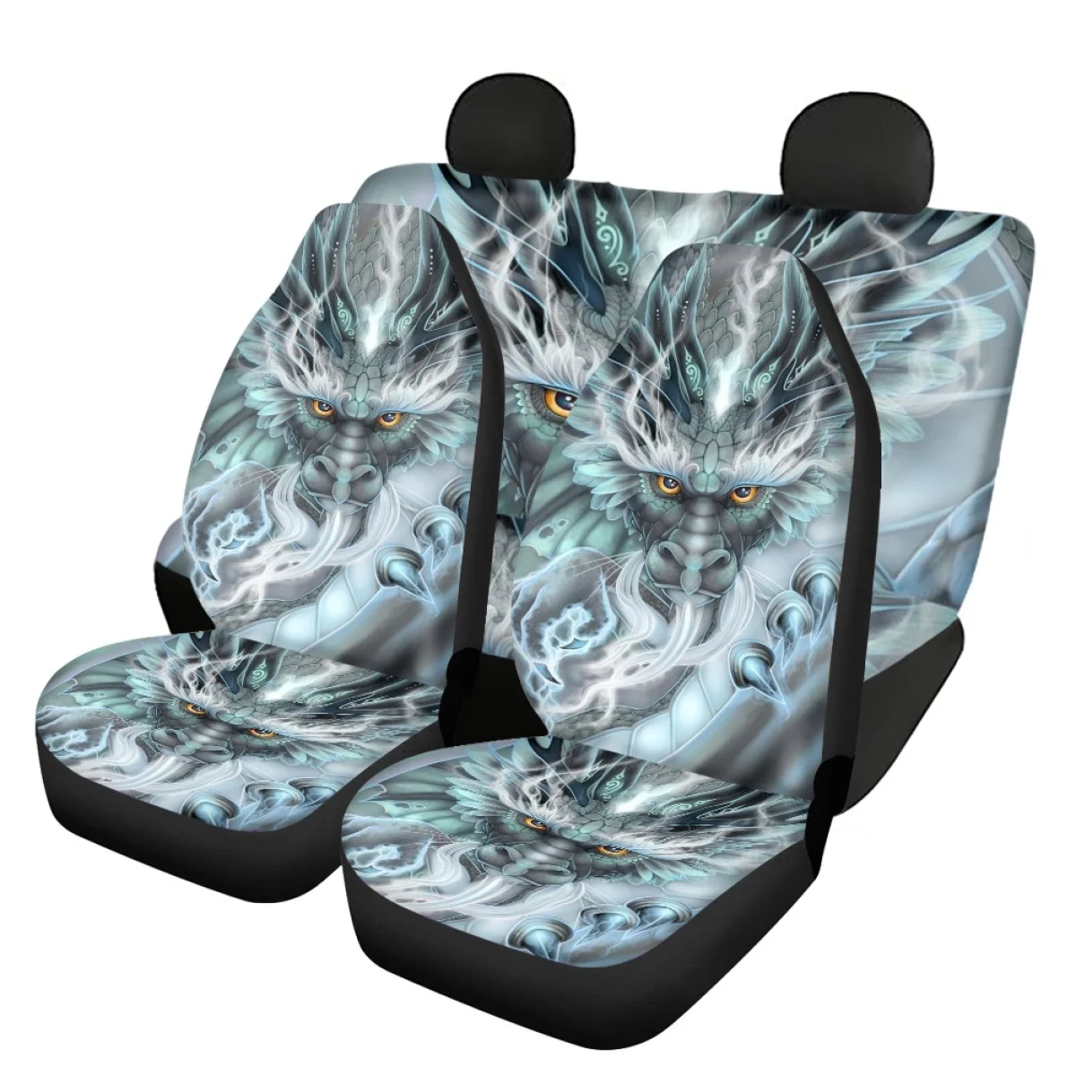 Car Accessories Blue Dragon 3D Printing Full Set Car Seat Covers Non-skid Front and Back Vehicle Cushion Seat Cover Easy Install