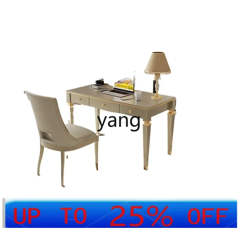 LMM light luxury desk and chair combination, creative villa simple study solid wood desk