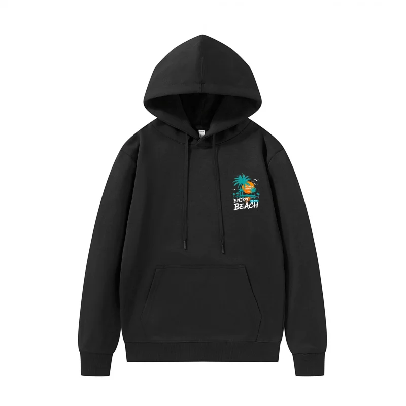 هوديي للرجال شجرة النخيل غروب الشمس ميامي بيتش طباعة ممتعة شجرة النخيل قماش قابل للتنفس